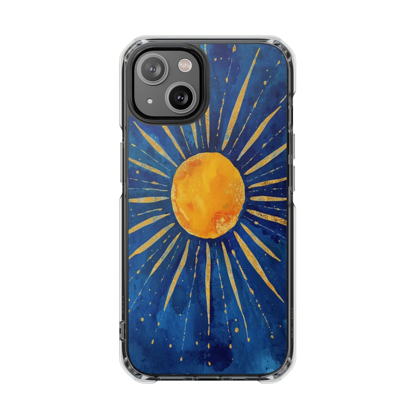 Sunburst Sky Magnetic Clear Phone Case — Protective Artistic Sun Design