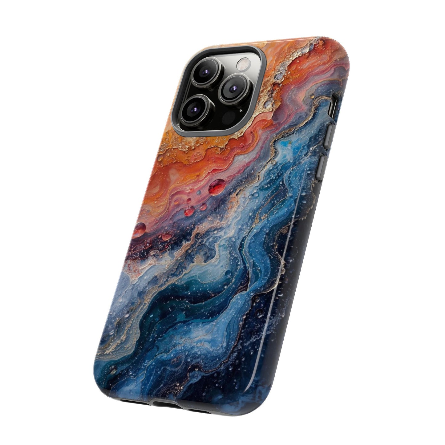 Marbled Galaxy Tough Phone Case — Abstract Blue & Coral Protective Cover