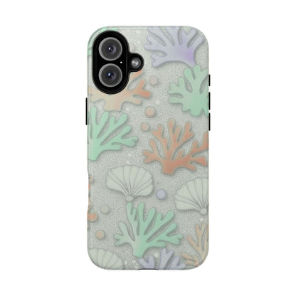Pastel Coral Reef Tough Phone Case – Sea Shell & Coral Pattern Durable Protector