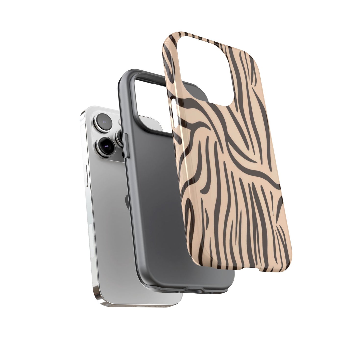 Zebra Stripe Tough Phone Case – Neutral Animal Print Protective Cover