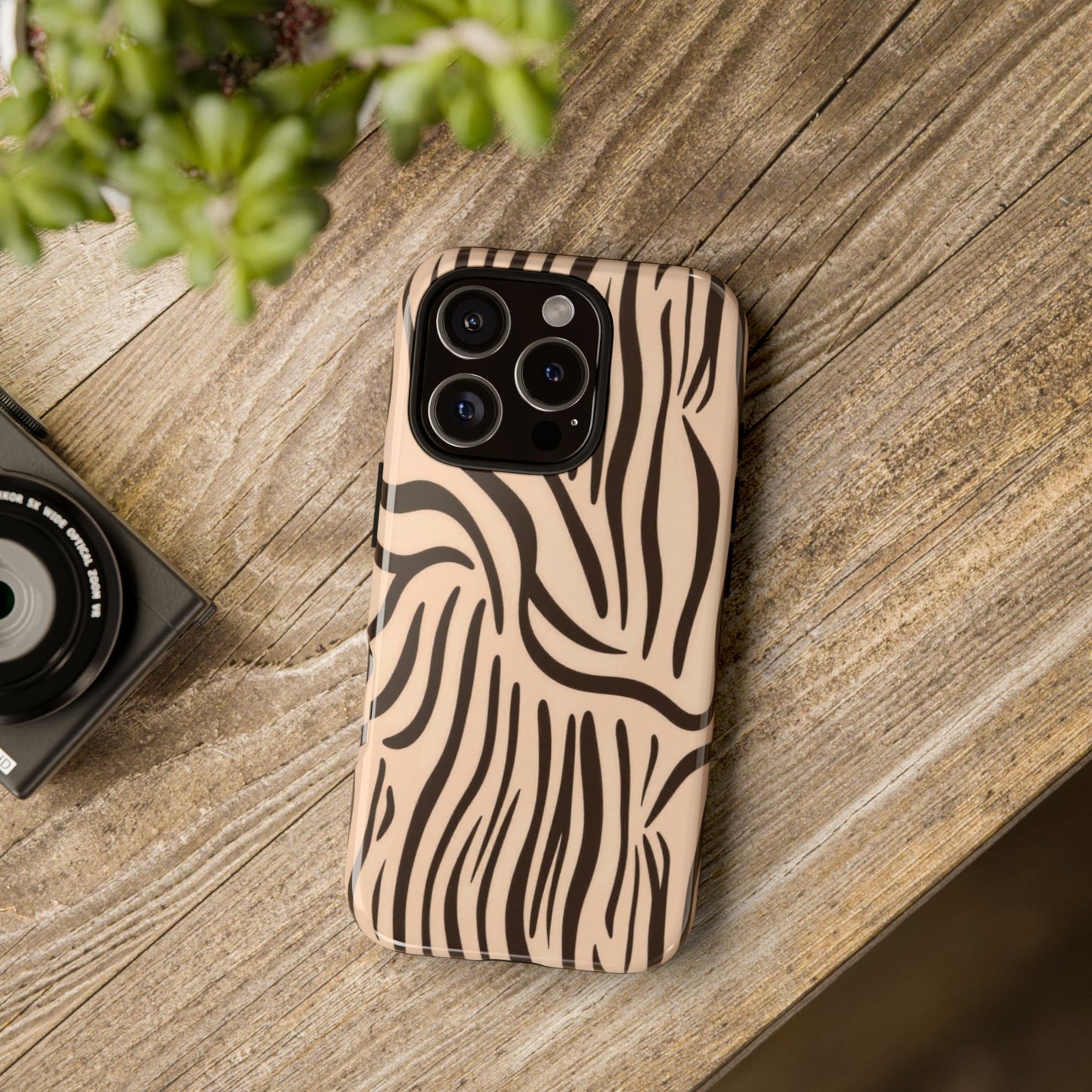 Zebra Stripe Tough Phone Case – Neutral Animal Print Protective Cover