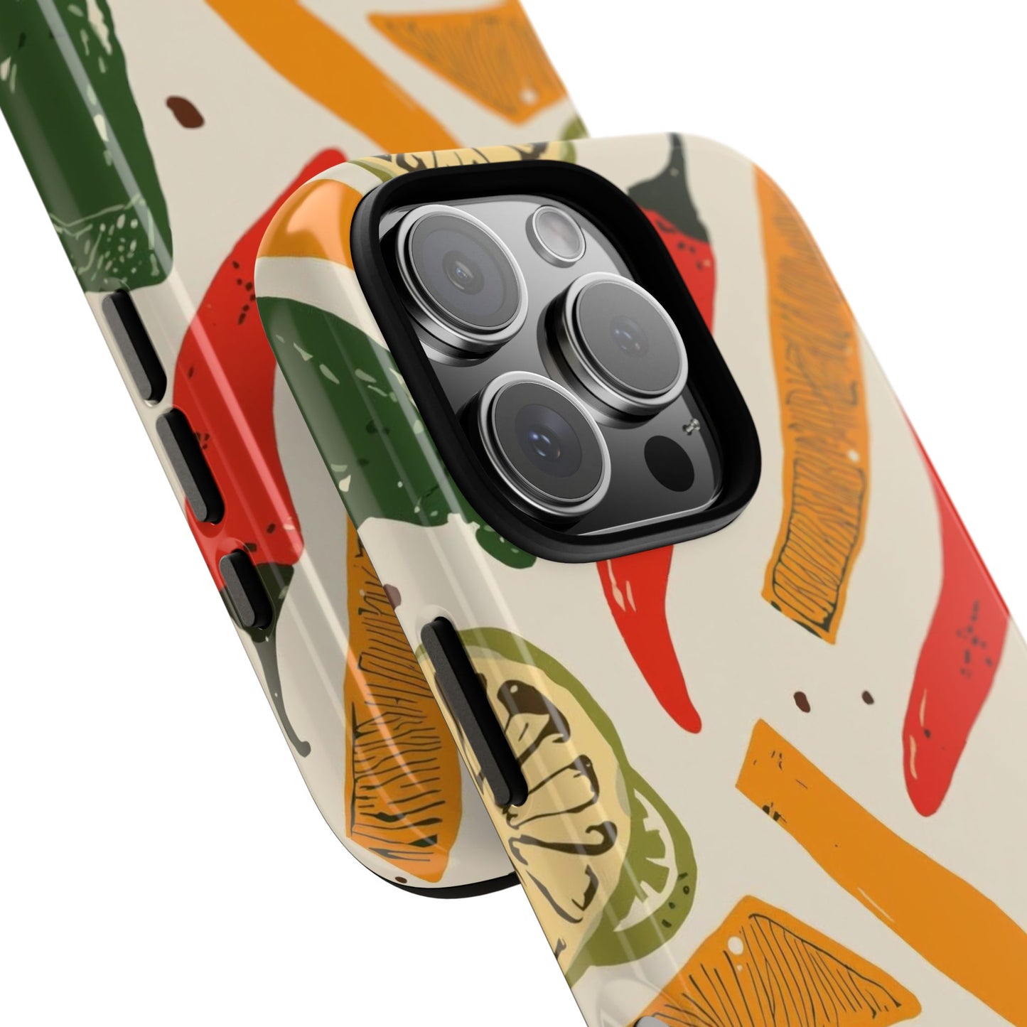 Spicy Peppers Phone Case – Colorful Chili, Lime & Citrus Pattern