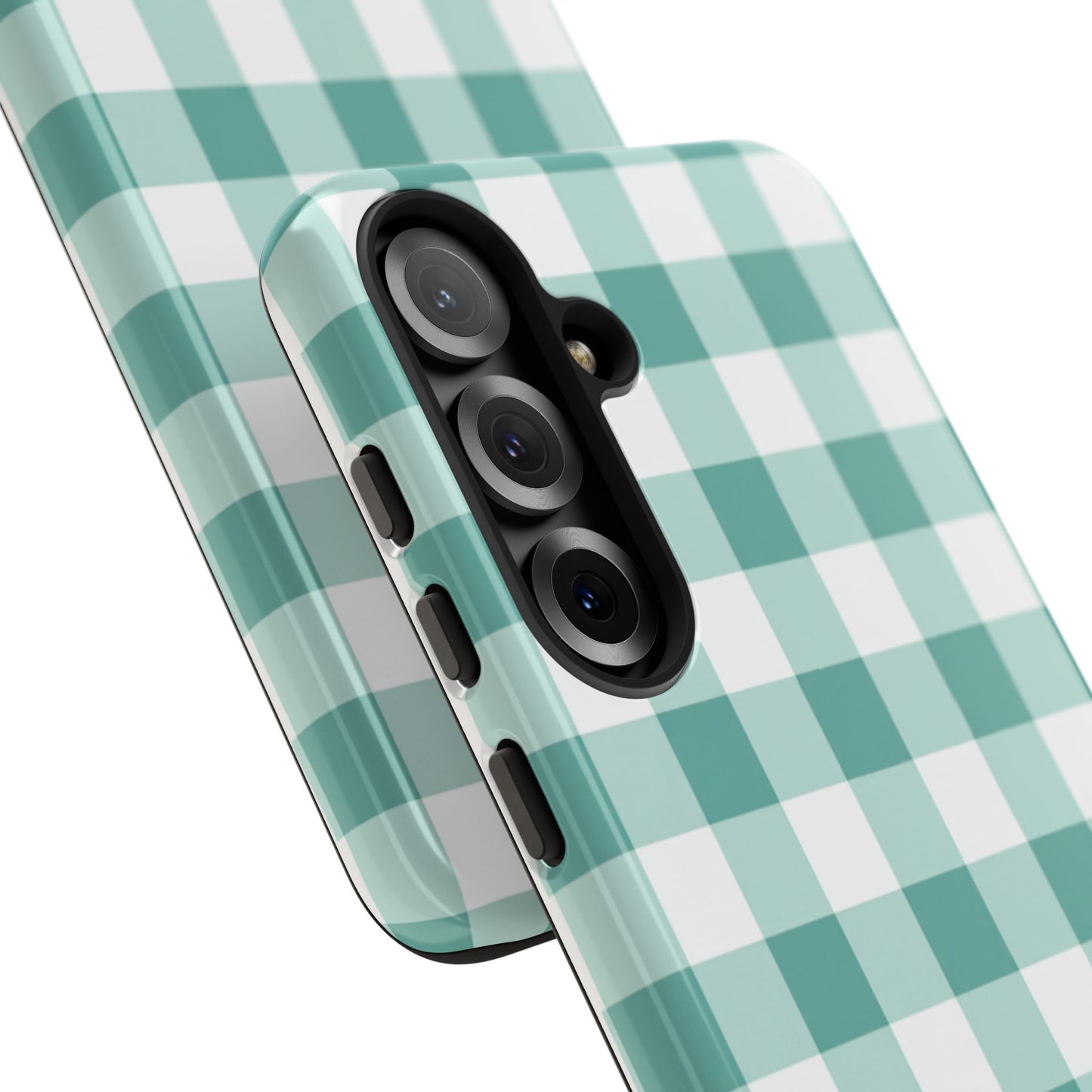 Mint Green Buffalo Check Tough Phone Case — Durable Plaid Protective Cover