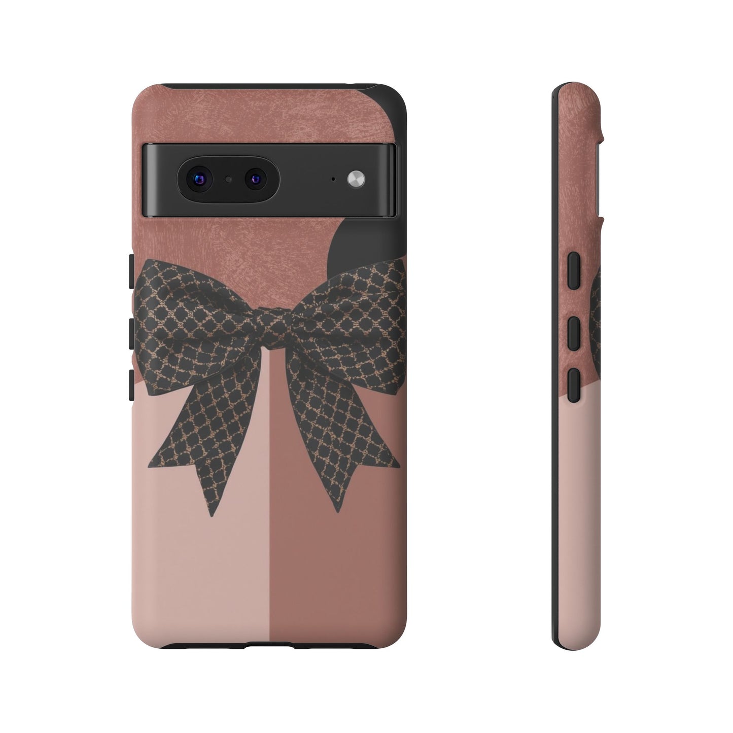 Bow Stripe Tough Phone Case – Pink Mauve Protective Cover