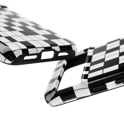 Crossword Grid Phone Case — Black & White Puzzle Pattern Tough Phone Cover