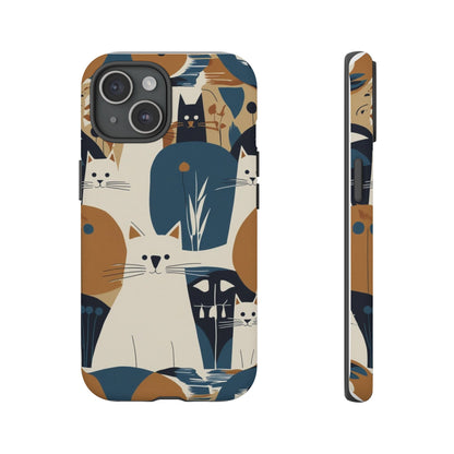 Cat Pattern Phone Case – Retro Abstract Cats Protective iPhone Cover