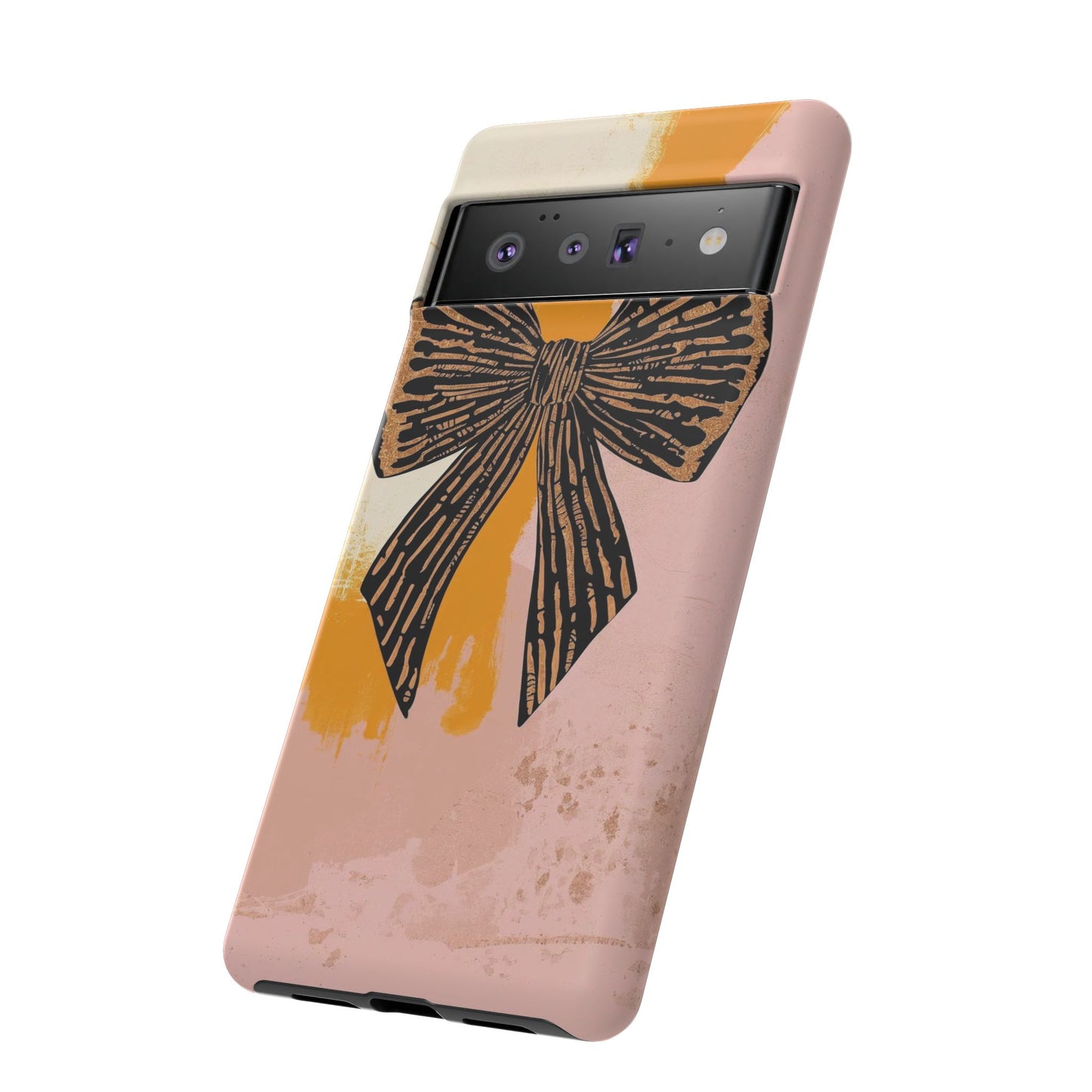 Bow Brushstroke Tough Phone Case — Pink & Mustard