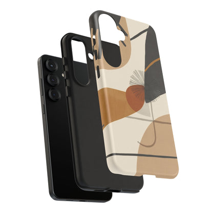 Abstract Earth Tone Phone Case — Mid-Century Minimalist Tough Case