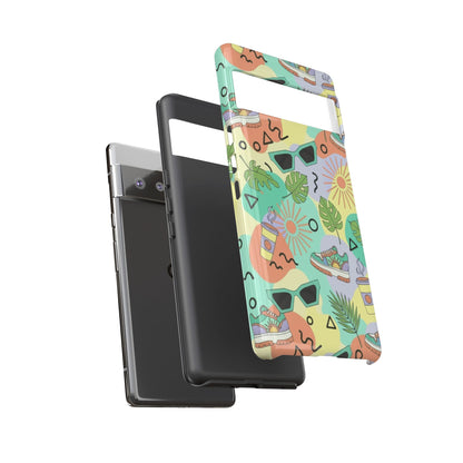 Tropical Summer Phone Case — Retro Sunglasses, Sneakers & Palm Pattern