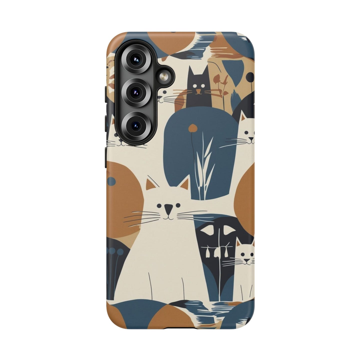 Cat Pattern Phone Case – Retro Abstract Cats Protective iPhone Cover