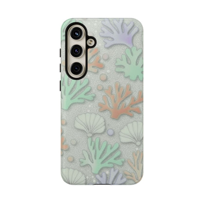 Pastel Coral Reef Tough Phone Case – Sea Shell & Coral Pattern Durable Protector
