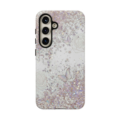 Butterfly Glitter Tough Phone Case — Floral Sparkle Protective Case