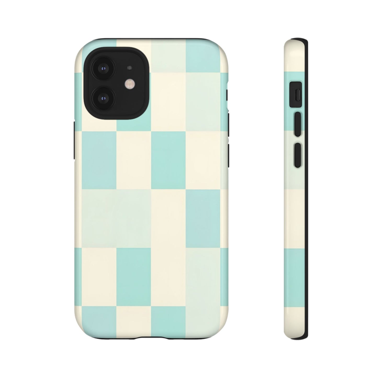 Pastel Checkerboard Tough Case – Mint & Cream Protective Phone Cover