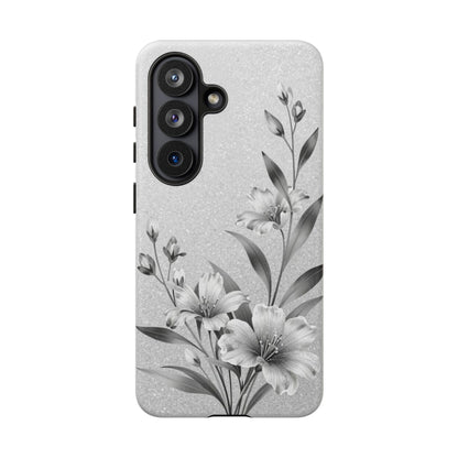 Floral Monochrome Phone Case — Elegant Black & White Lily Design