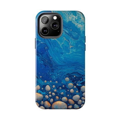 Blue Ocean Pebble Tough Phone Case — Protective Artistic Marble Design