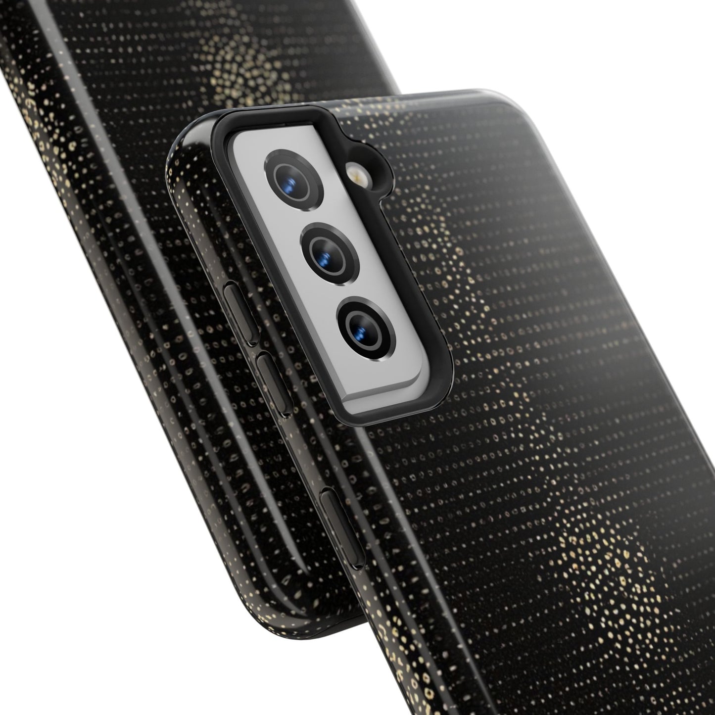 Tough Phone Case — Black Textured Metallic Dot Shield