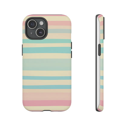 Pastel Striped Tough Phone Case – Protective Retro Rainbow Design