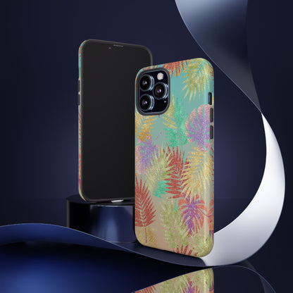 Tropical Palm Leaf Tough Phone Case – Colorful Pastel Botanical Protection