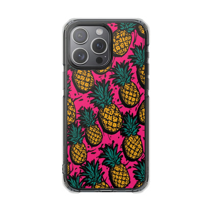 Pineapple Pop Clear Magnetic Phone Case — Impact-Resistant Tropical Design