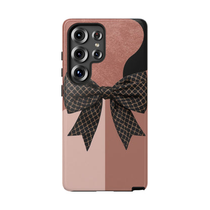 Bow Stripe Tough Phone Case – Pink Mauve Protective Cover