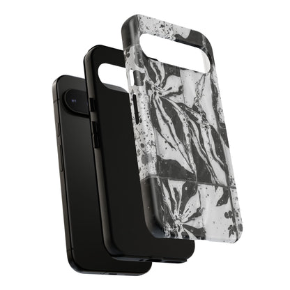 Monochrome Tile Floral Tough Phone Case
