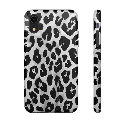 Leopard Print Tough Phone Case – Black & White Animal Pattern Protective Cover
