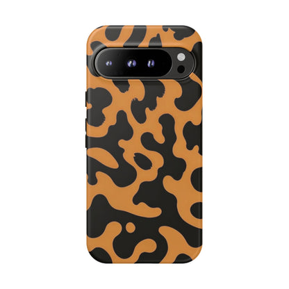 Leopard Print Phone Case — Orange & Black Tough Pattern Protective Cover
