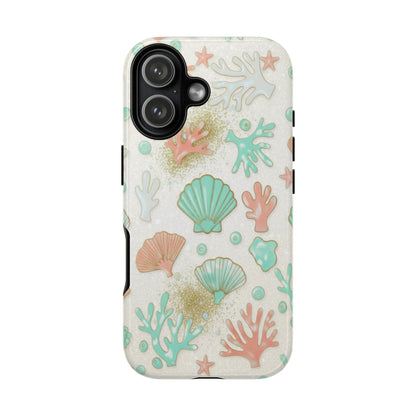 Seashell Coral Phone Case — Pastel Beach Shells Protective Tough Case