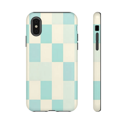 Pastel Checkerboard Tough Case – Mint & Cream Protective Phone Cover