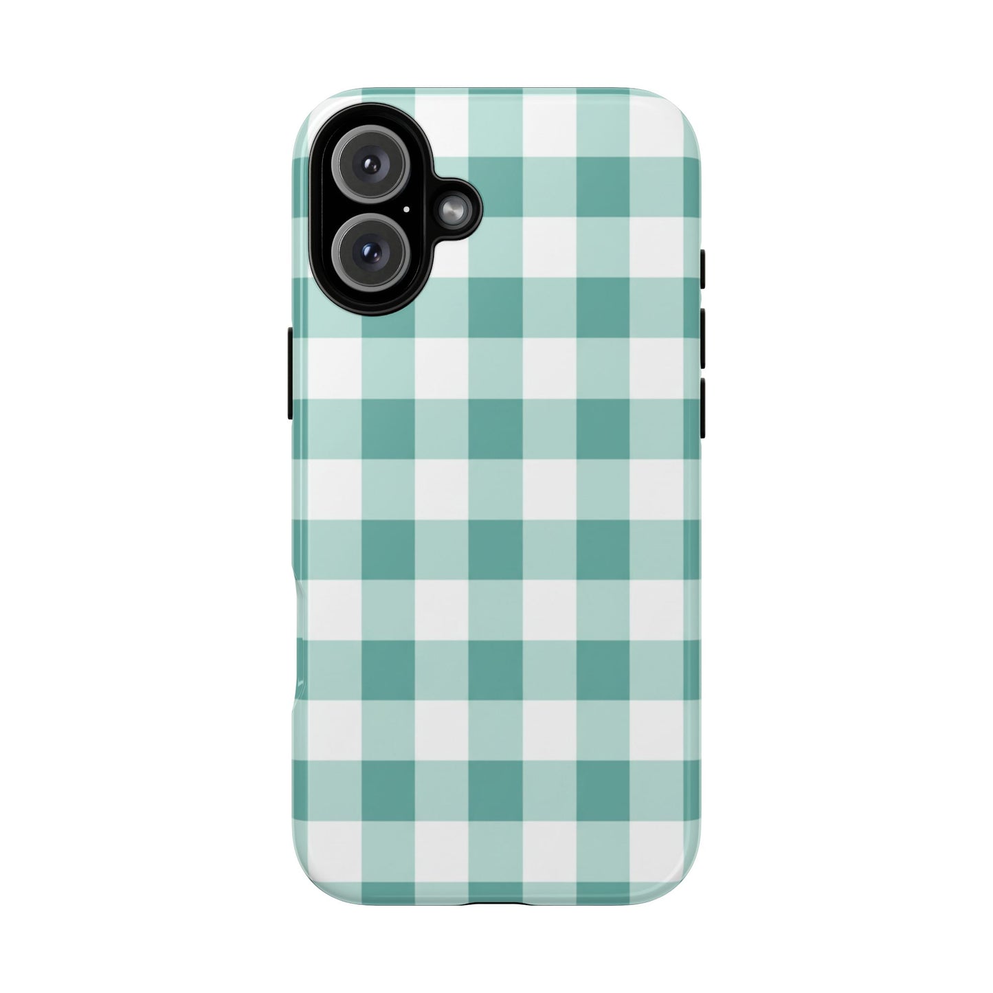 Mint Green Buffalo Check Tough Phone Case — Durable Plaid Protective Cover