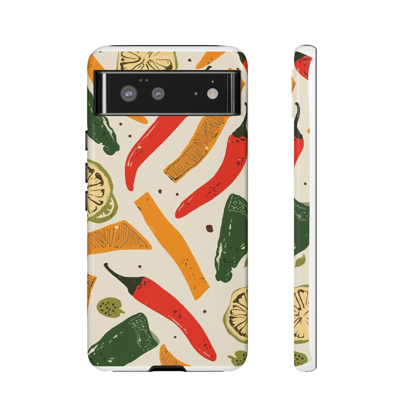 Spicy Peppers Phone Case – Colorful Chili, Lime & Citrus Pattern