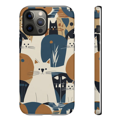 Cat Pattern Phone Case – Retro Abstract Cats Protective iPhone Cover