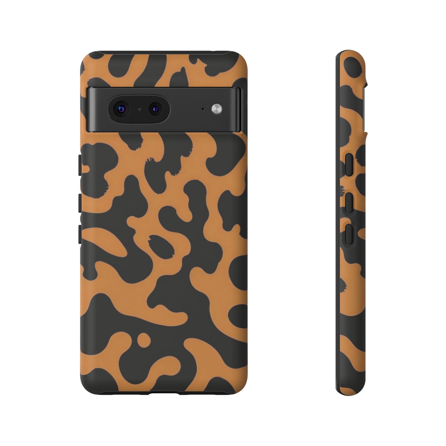 Leopard Print Phone Case — Orange & Black Tough Pattern Protective Cover