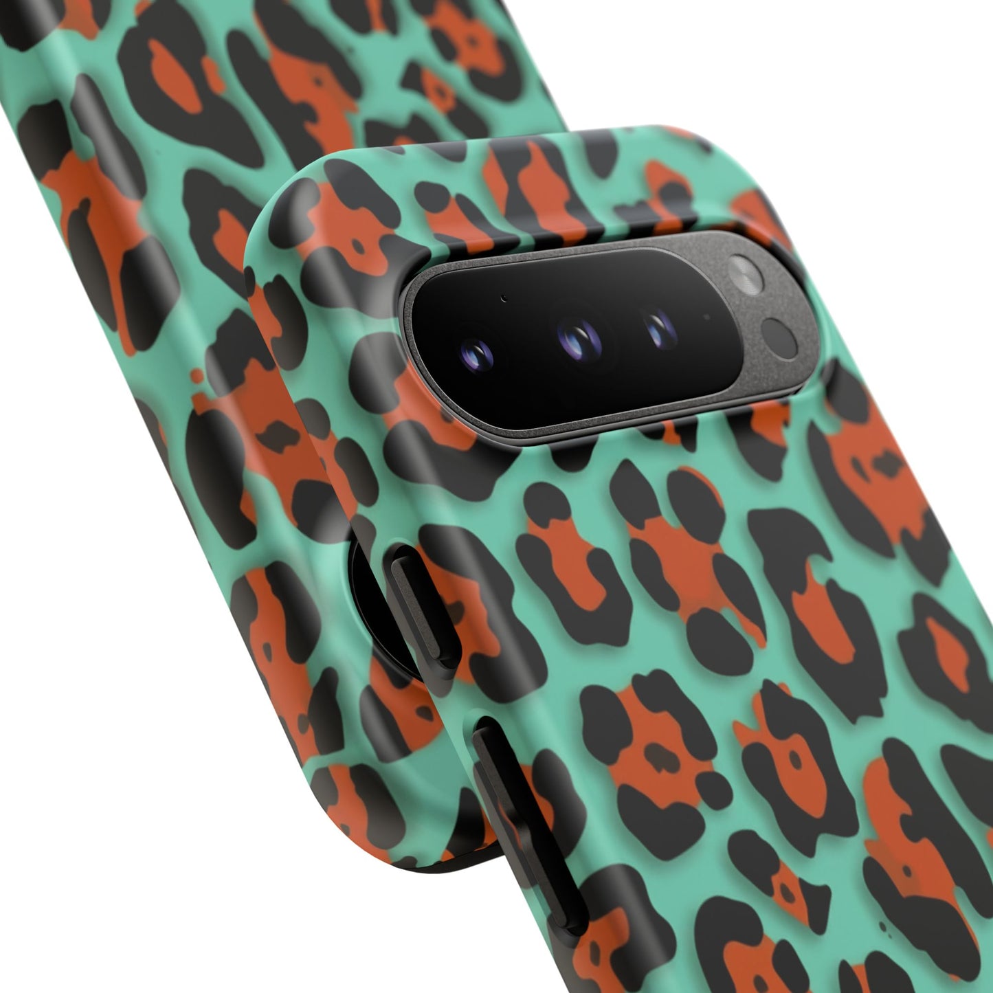 Teal & Rust Leopard Phone Case — Tough Protective Animal Print