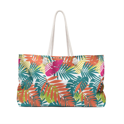 Tropical Palm Weekender Bag — Colorful Leaf Travel Tote