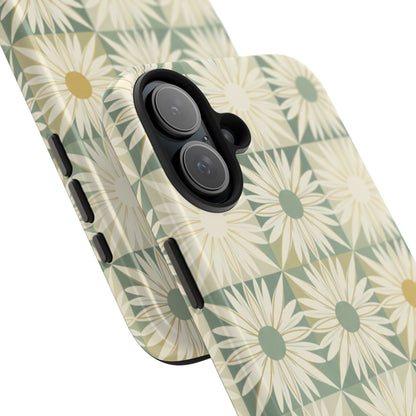 Retro Daisy Tough Phone Case — Vintage Floral Protective Cover for iPhone