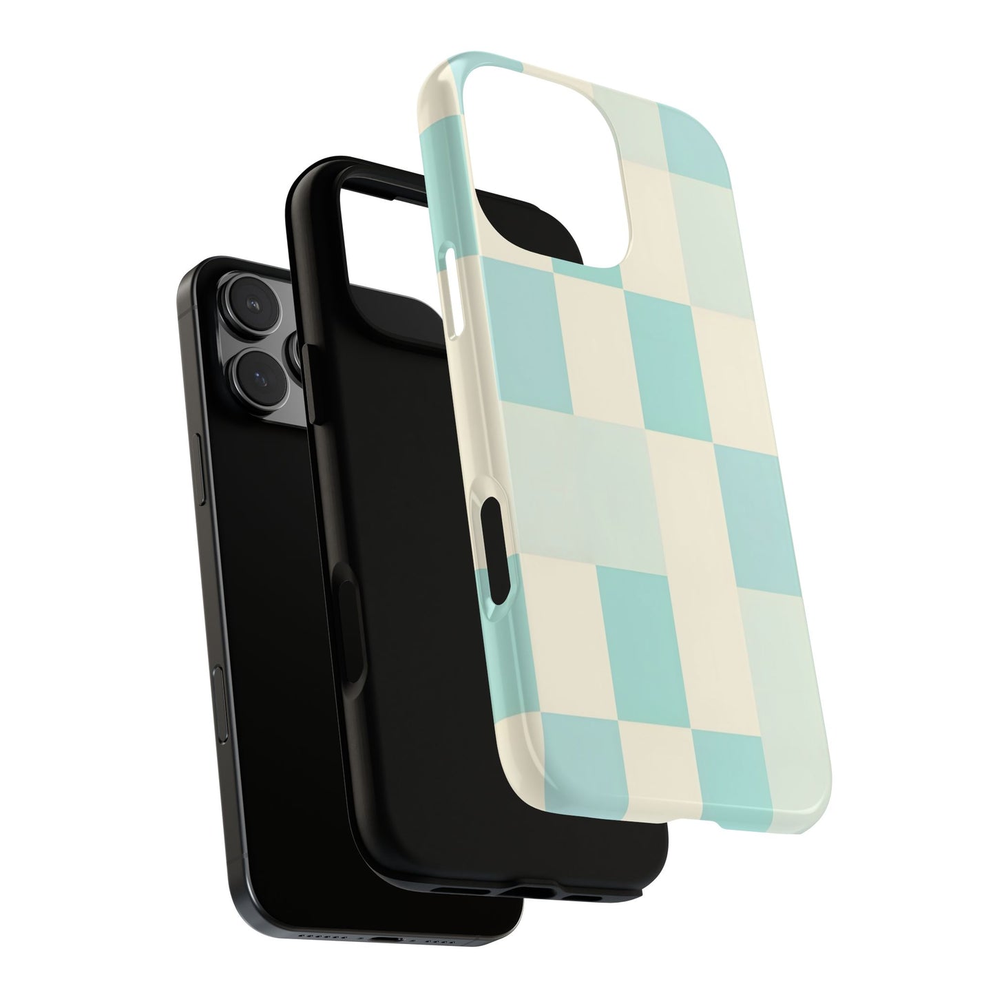 Pastel Checkerboard Tough Case – Mint & Cream Protective Phone Cover
