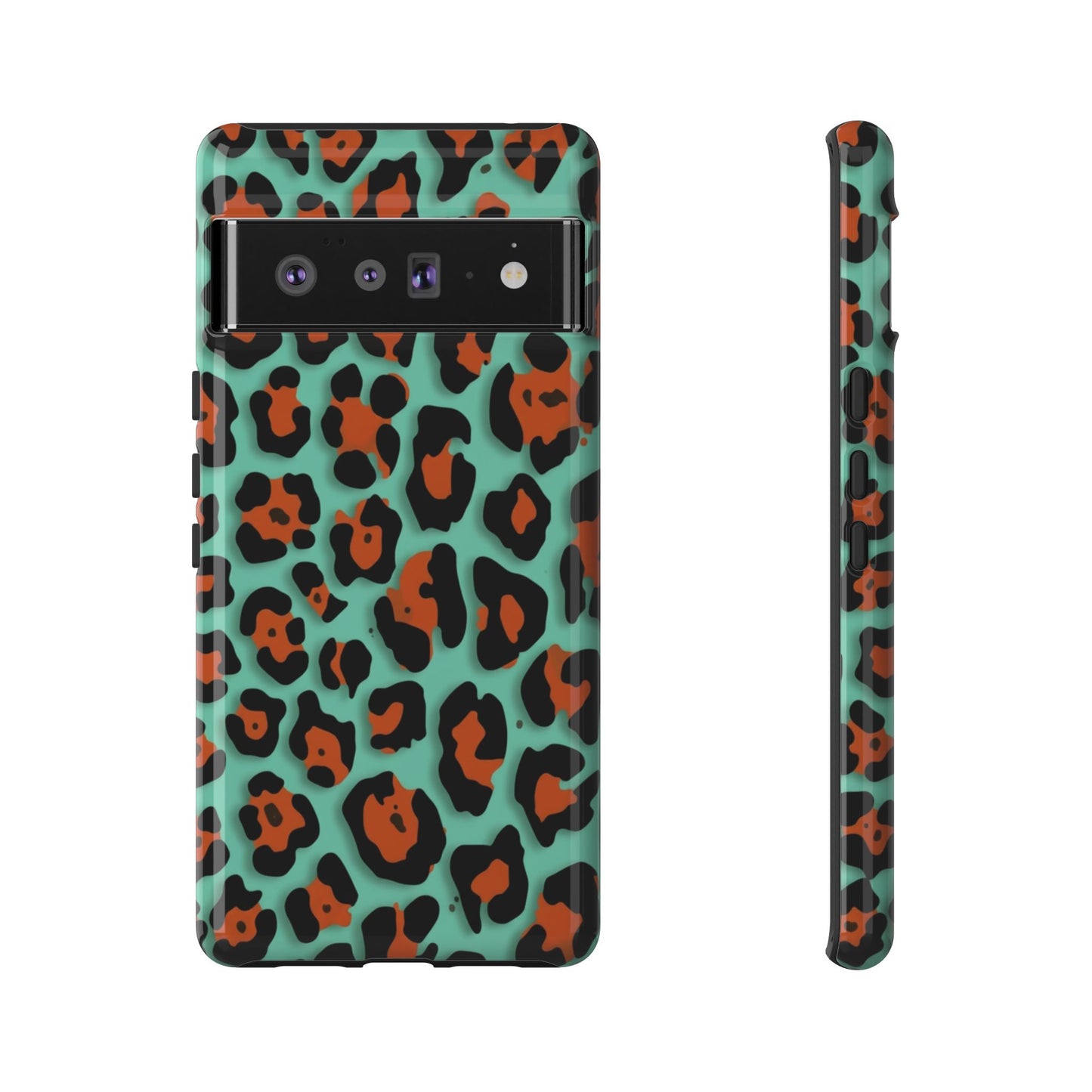 Teal & Rust Leopard Phone Case — Tough Protective Animal Print