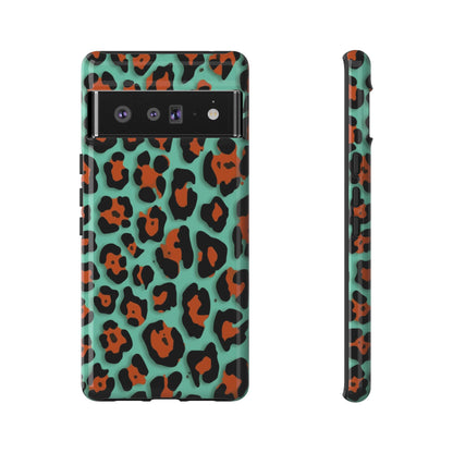 Teal & Rust Leopard Phone Case — Tough Protective Animal Print