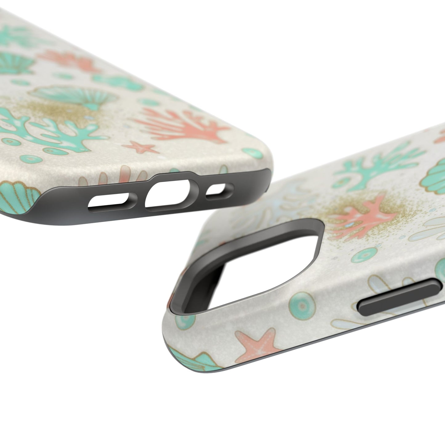 Sea Shells Magnetic Impact Phone Case — Pastel Coral & Teal Beach Design