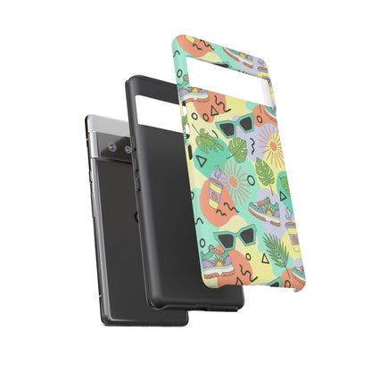 Tropical Summer Phone Case — Retro Sunglasses, Sneakers & Palm Pattern