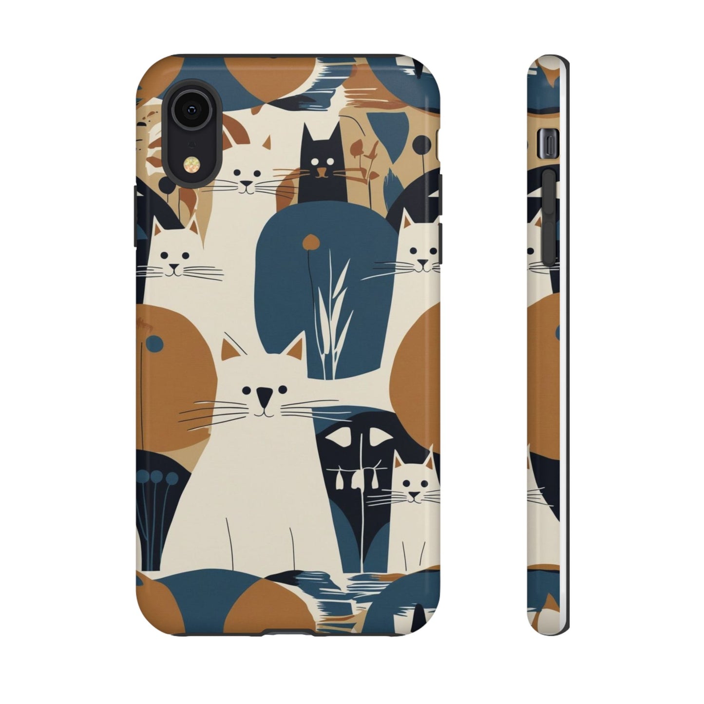 Cat Pattern Phone Case – Retro Abstract Cats Protective iPhone Cover