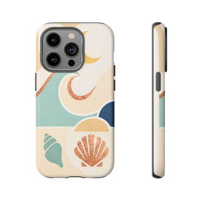 Sea Breeze Tough Phone Case — Retro Waves & Shells Design