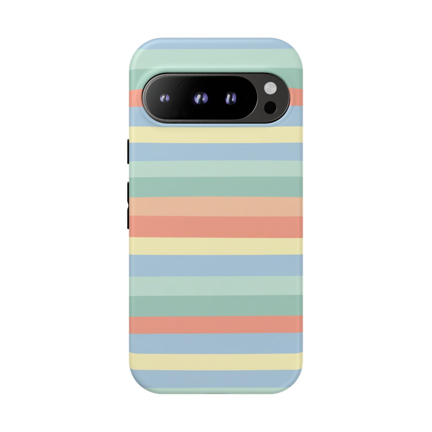 Pastel Striped Phone Case — Retro Horizontal Multi-Color Tough Case