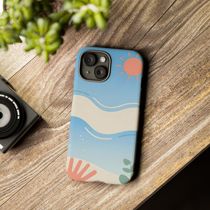 Beach Waves Tough Phone Case — Summer Sun & Seashell Protective Cover