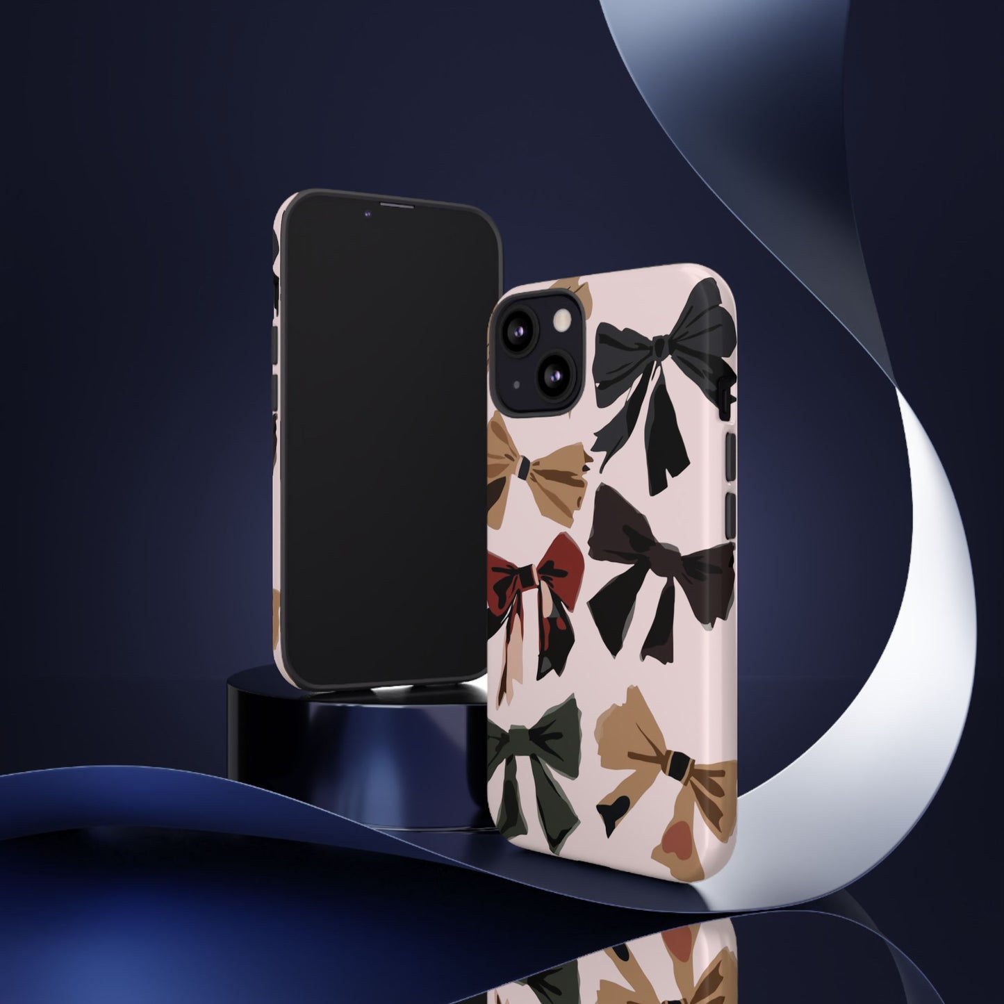 Bow Pattern Phone Case - Pink, Brown & Black Bows Protective Cover
