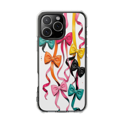 Clear Magnetic Phone Case — Colorful Ribbon Bows Design
