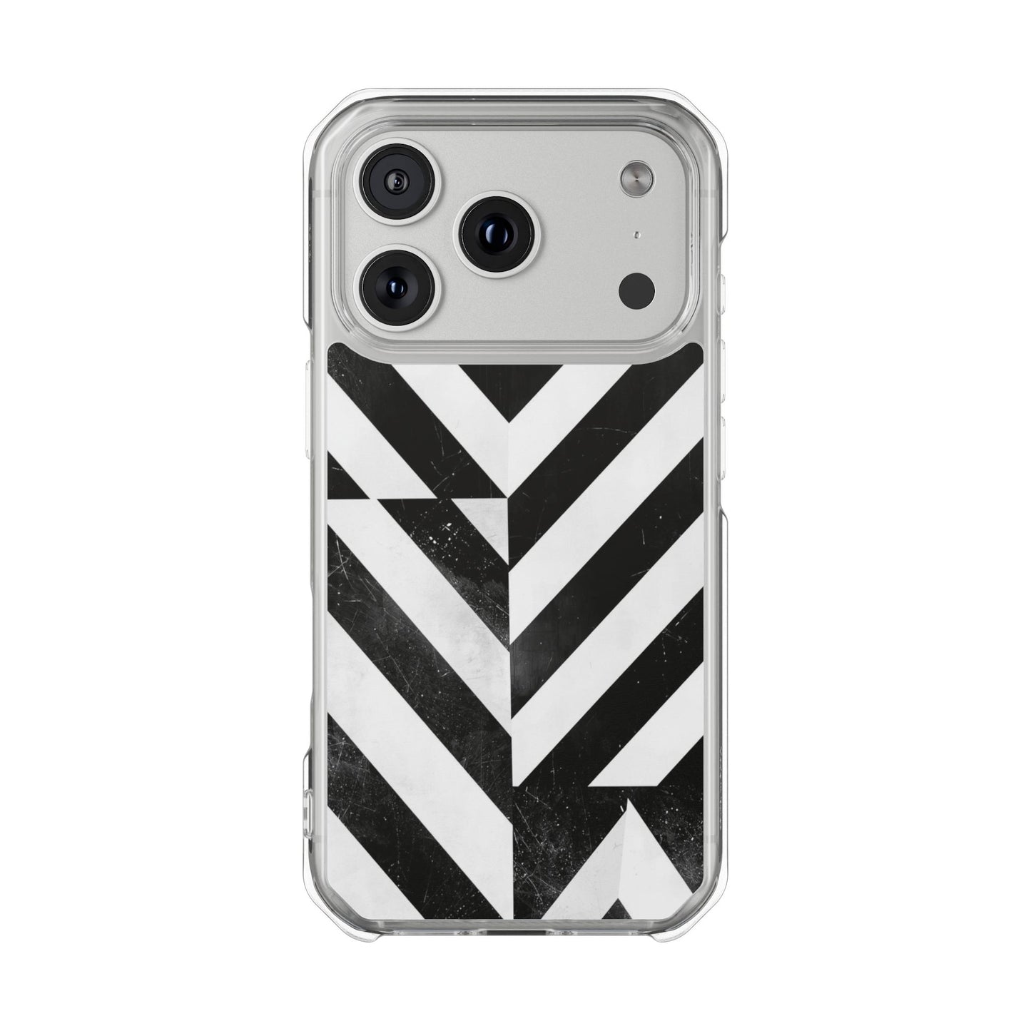 Clear Magnetic Phone Case — Bold Black & White Chevron Impact Design