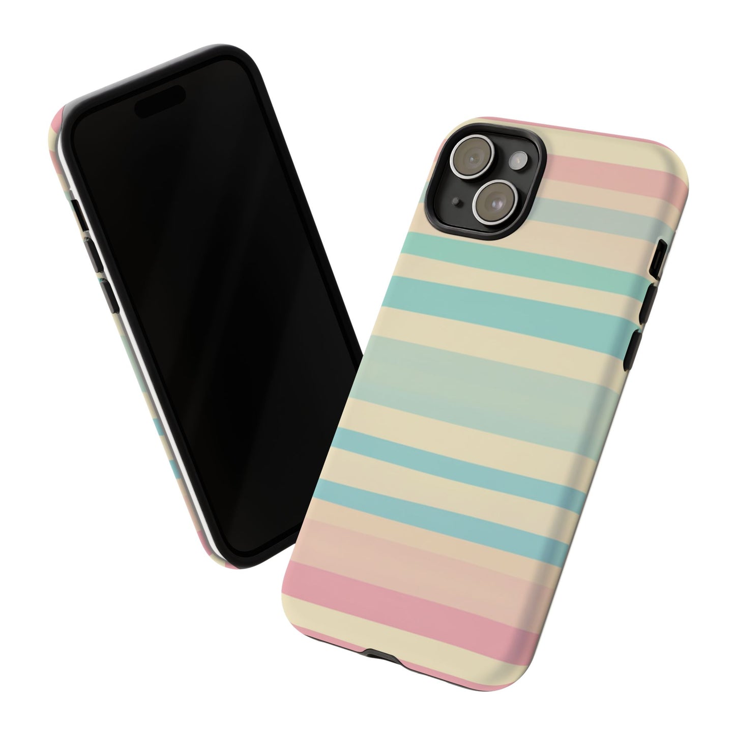 Pastel Striped Tough Phone Case – Protective Retro Rainbow Design