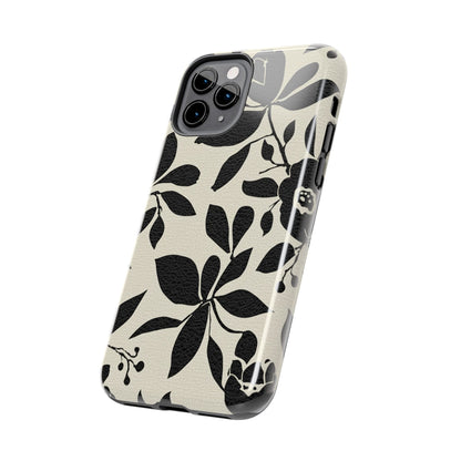 Tough Phone Case — Black Floral Silhouette Protective Cover